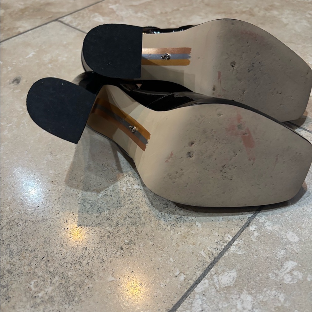 Sam Edelman- Jildie. Black Patent Leather Slingback Heels - Picture 3 of 4